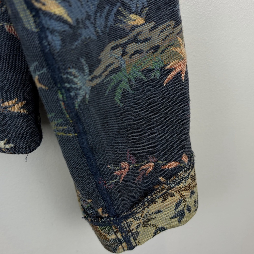 Vtg Doncaster Special Folk Toile Tapestry Art To Wear Jacket Sz 6 Frog Closure - Picture 5 of 8